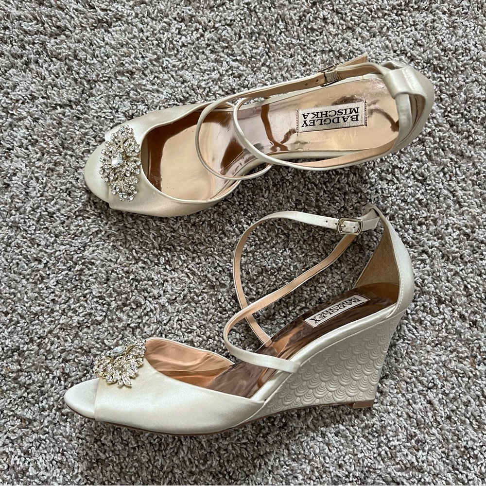 Badgley Mischka Abigail Crisscross Evening Wedge